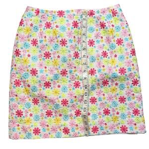Lilly Pulitzer Multi Color Floral Embroidered Mini Skirt Size 2 Vintage